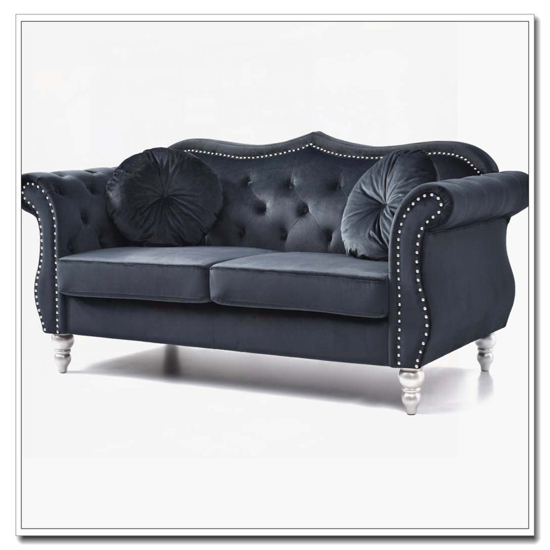 Elegant Transitional Black Loveseat, Black
