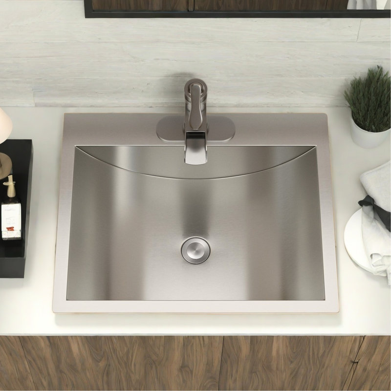 Lavabo de salle de bain en acier inoxydable 21 po x 17 po - lisse et propre, nickel brossé hygiénique 21 x 17