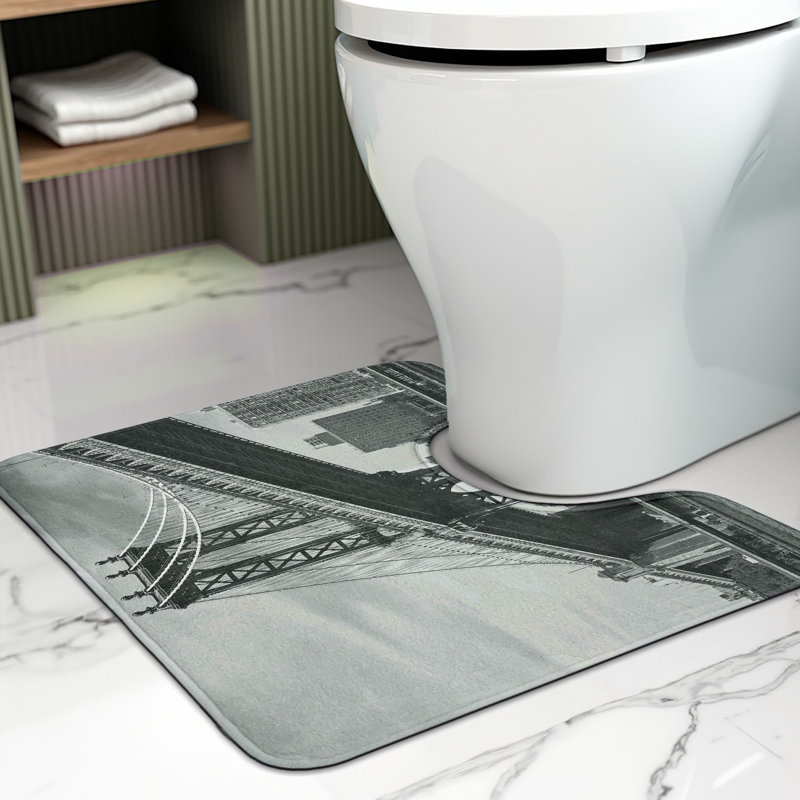  Tapis de salle de bain vintage en U 20 po x 16 po gris