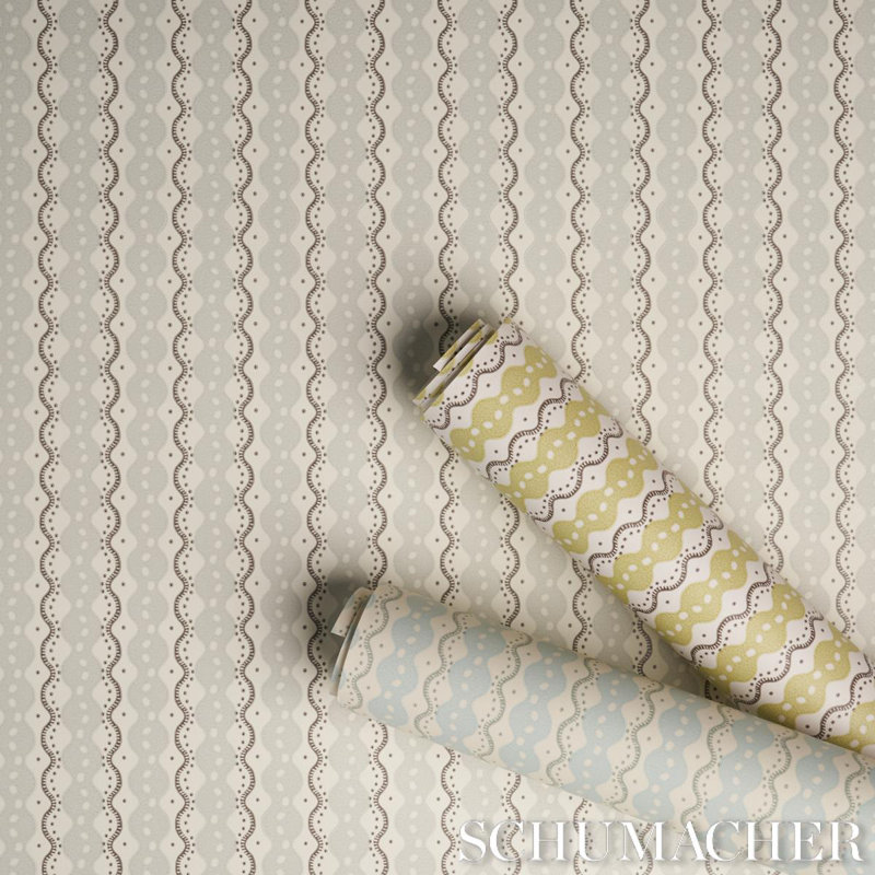 Schumacher x Neisha Crosland Centipede Stripe Wallpaper, Icing Blue