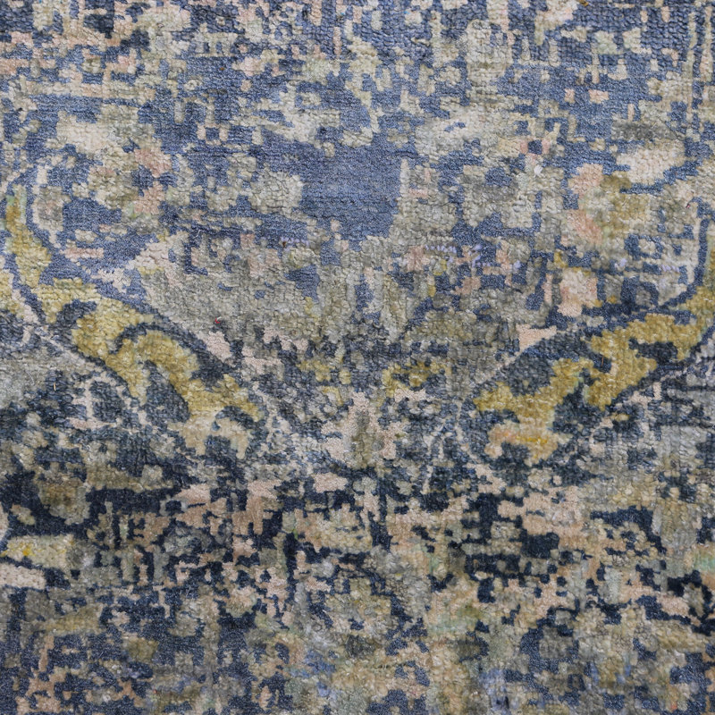 Blue Gray Alchemy Traditional Silk Rug - 8'11" x 11'8"