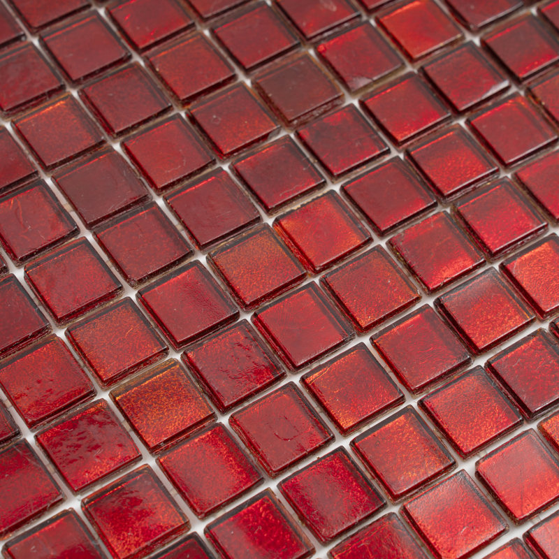 Skosh 0.6" x 0.6" Glass Grid Mosaic Wall & Floor Tile, Ruby Red