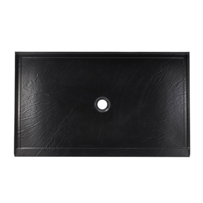 60 po X 36 po Base de bac de douche rectangulaire moderne en alcôve moderne en acrylique avec trou central