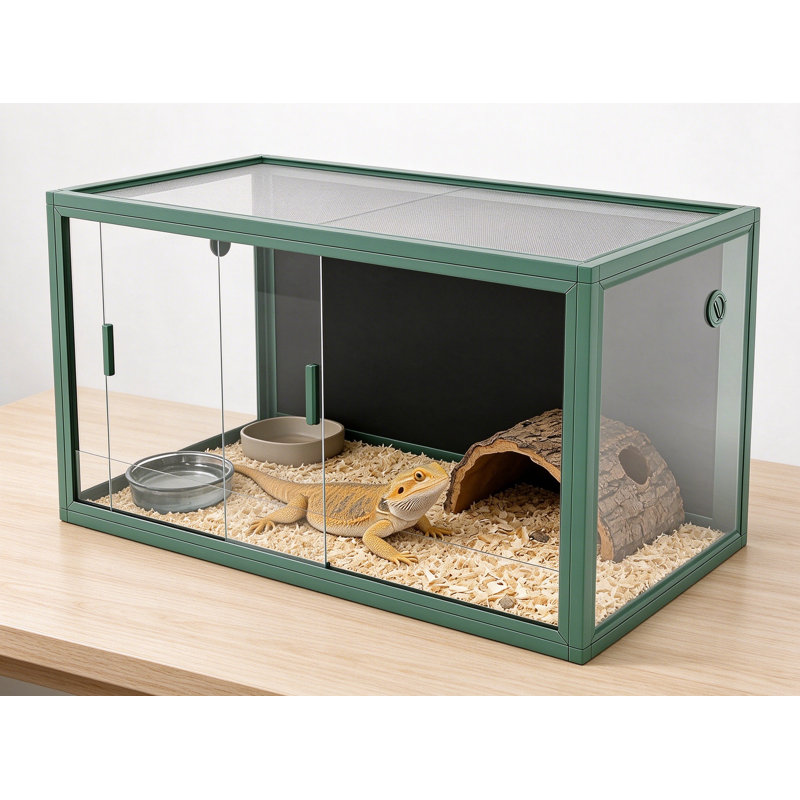 120 gal Reptile Terrarium 4x2x2 ft, Bearded Dragon Tank Snake Enclosure with Sliding Glass Doors, Heavy Duty Screen Ventilation Top for Bearded Dragons, Ball Python, Geckos, Lizards Green