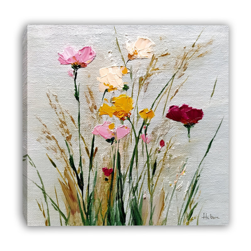 «Soft Field Florals», art mural sur toile tendue, H 40 po x l 40 po x P 1,5 po
