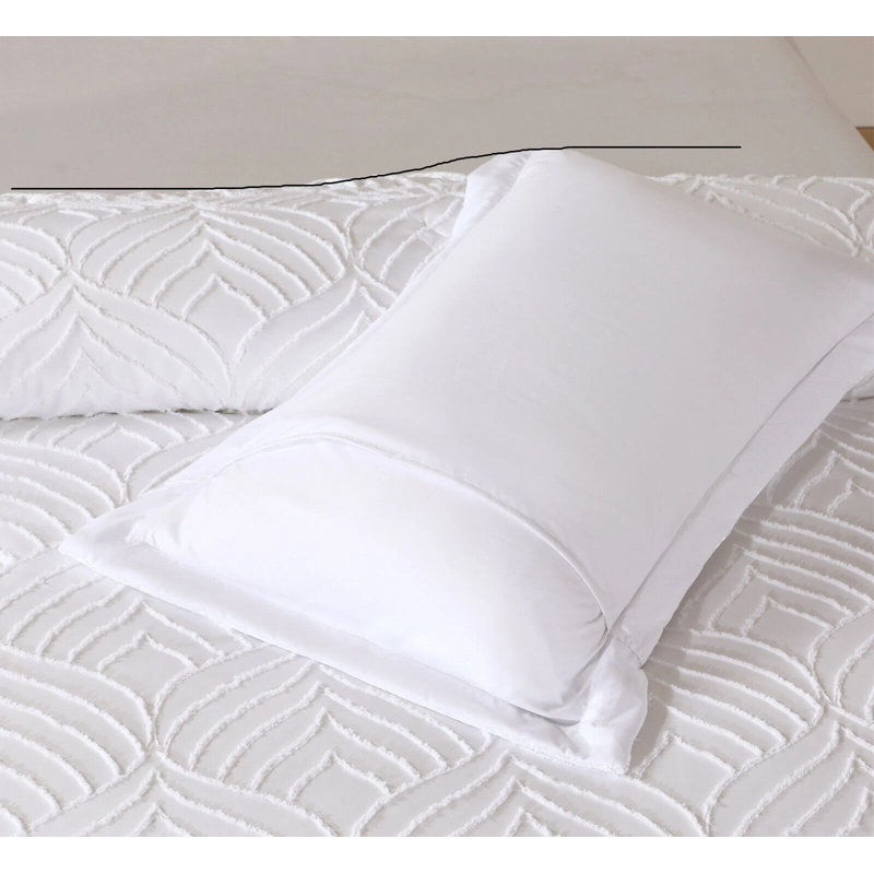 Polyester Bedspread with Pillow Shams, White