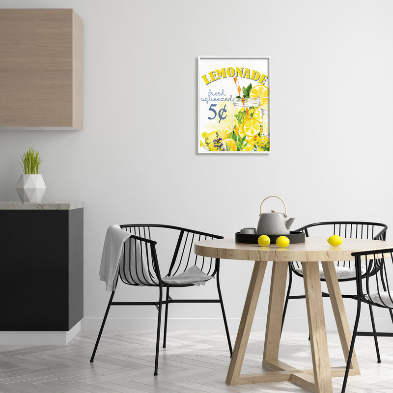 Pot de fruits frais pressé de limonade d'été, H 16 po x l 20 po, Giclée encadrée blanc bord de mer