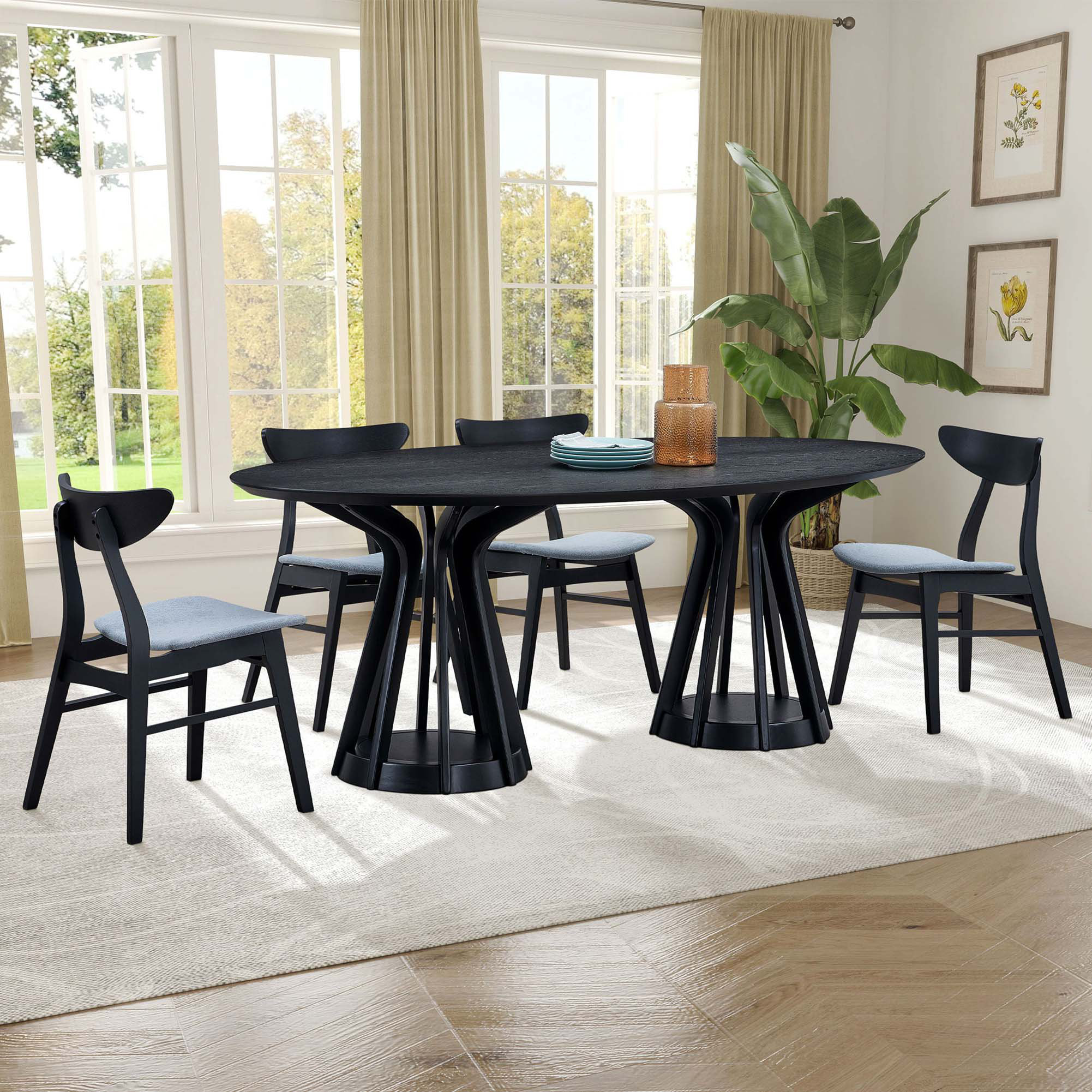 Corrigan Studio® Modern Dining Table Set Of 7 Pcs,Wooden Table And ...