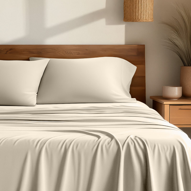 Sheet Set - Rayon from Bamboo, Queen Sheet Set with 2 Pillowcases, Sand