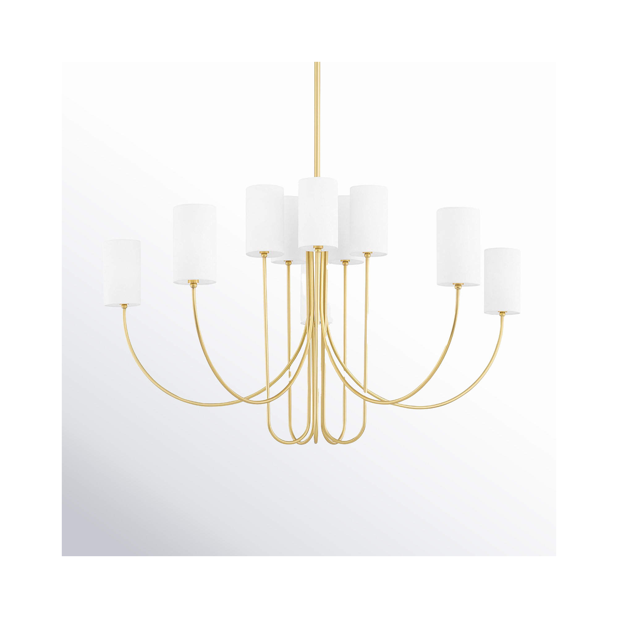 10 - Light Metal Chandelier, Aged Brass
