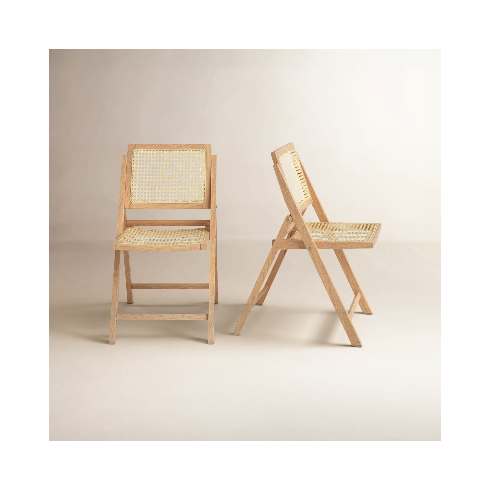 Dan Rattan Folding Dining Chair, Natural