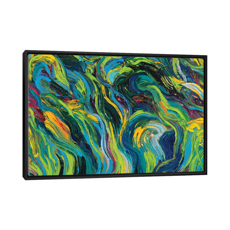 « gm 059 » par iris scott abstracts, impression sur toile, H 18 po x l 26 po x P 1,5 po, Toile avec cadre noir, Pas de tapis