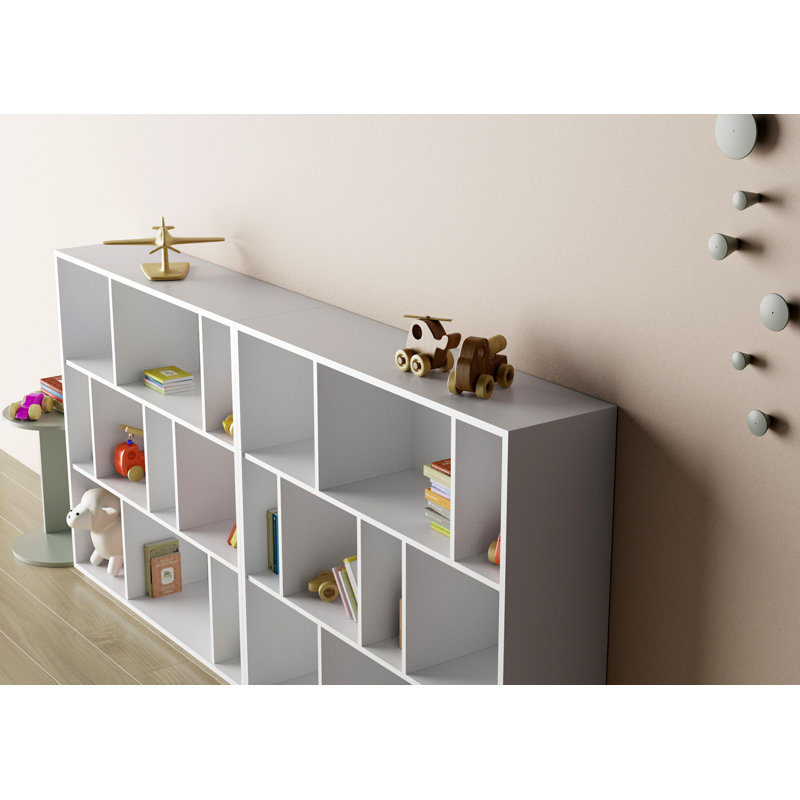 Geonna 117cm H x 111.5cm W Geometric Bookcase, White