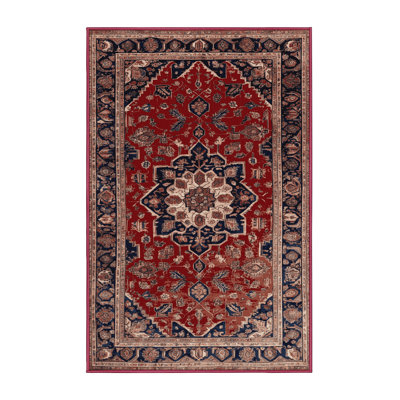 Machine Washable Persian Red Area Rug