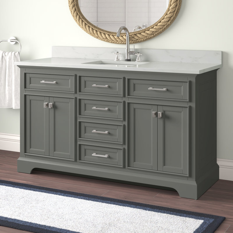 Arruda 60'' Single Bathroom Vanity with Quartz Top, Gray