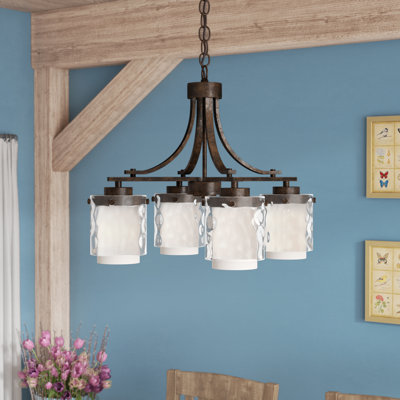 Lustre 4 lumières à abat-jour Aahaan
