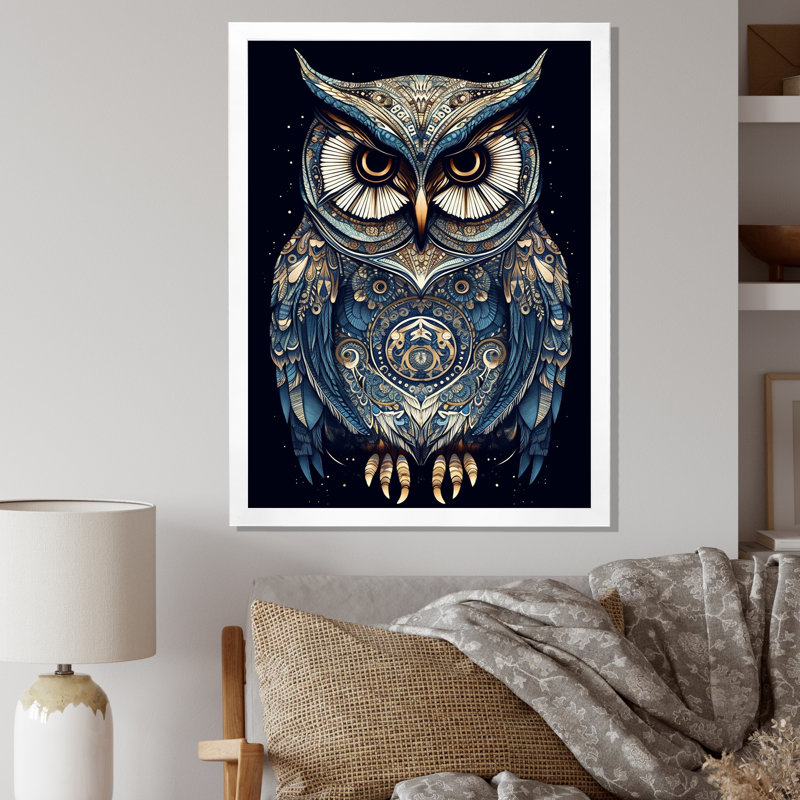 Hibou blanc magique - impression, H 44 po x l 34 po x P 1,5 po, Cadre photo blanc