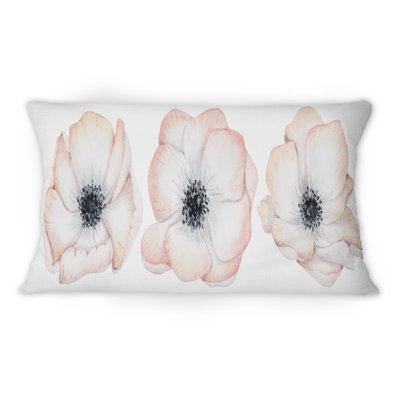Coussin Watercolor Anemone Rose Flowers - Traditional