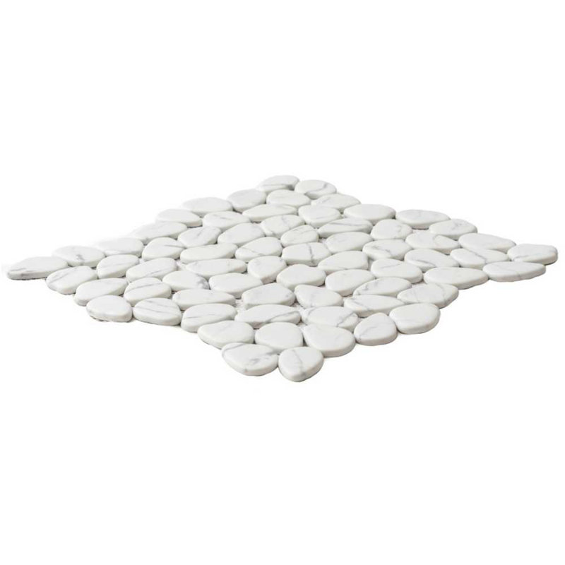 Recycled Cenote Pebble 13" x 13" Glass Wall & Floor Tile, Blanco White