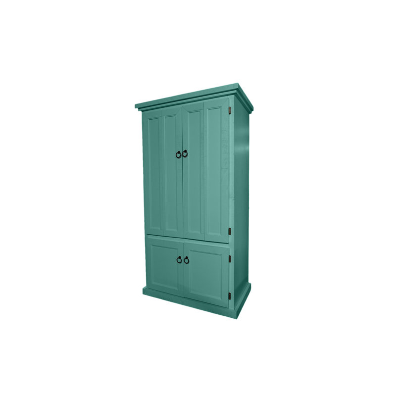 Konstantinas 38.5" W Rectangle Armoire Desk and Cabinet, Aqua Fiesta