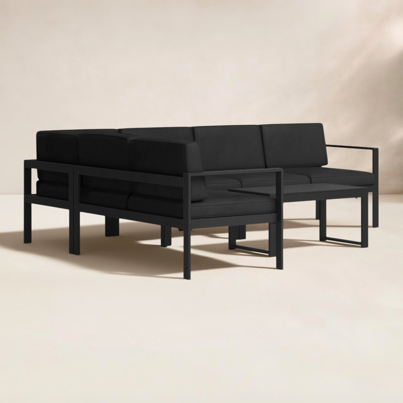 Ensemble de conversation modulaire avec coussins Karen, Noir