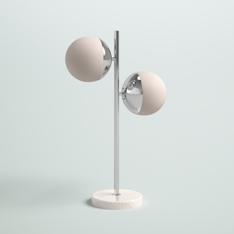 Lampe de table 23 po Yearby, Chrome, Blanc givré