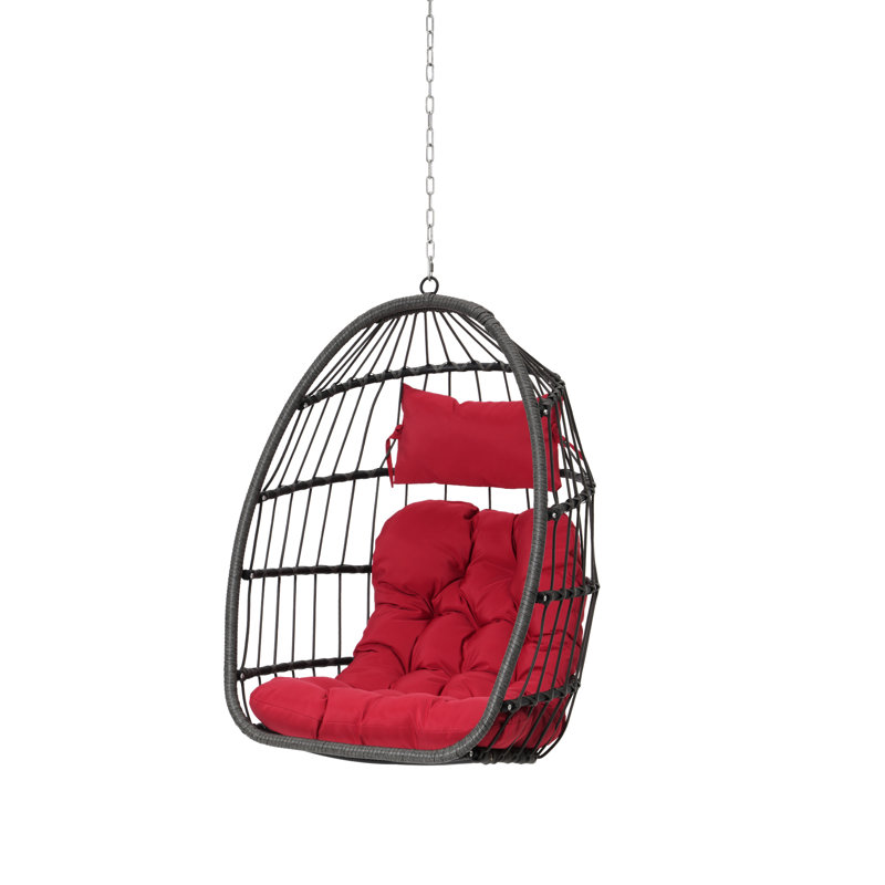 Chaise suspendue pour jardin - Cour intérieure de beauté avec coussin rouge, Rouge