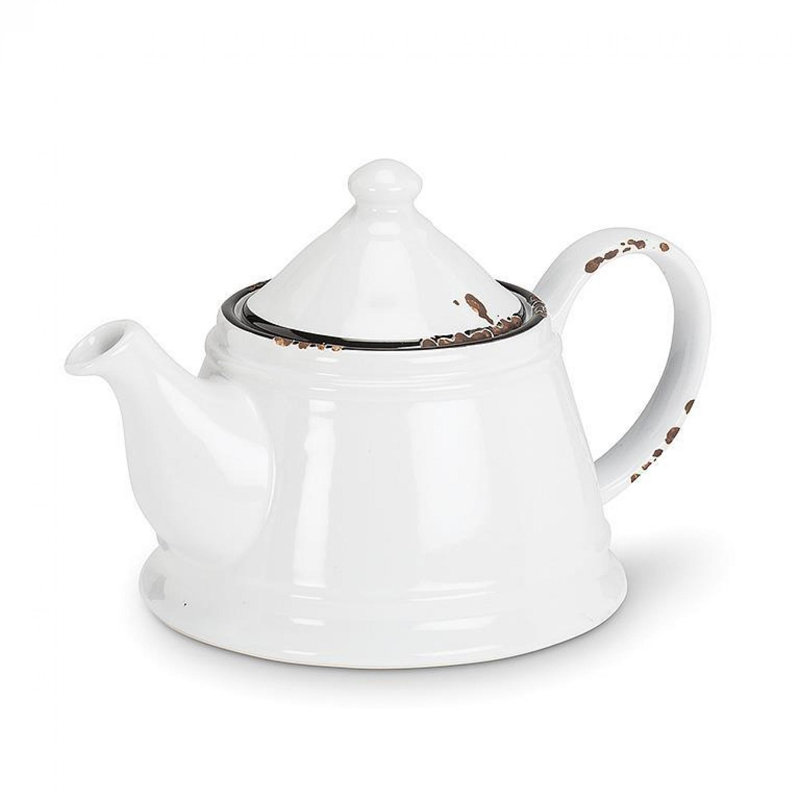 Théière en émail, Blanc