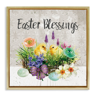 Easter Blessings Basket of Flowers Floating Frame, design by Carol Robinson