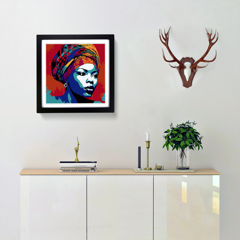 African Woman Pop Art - Framed Print, Black