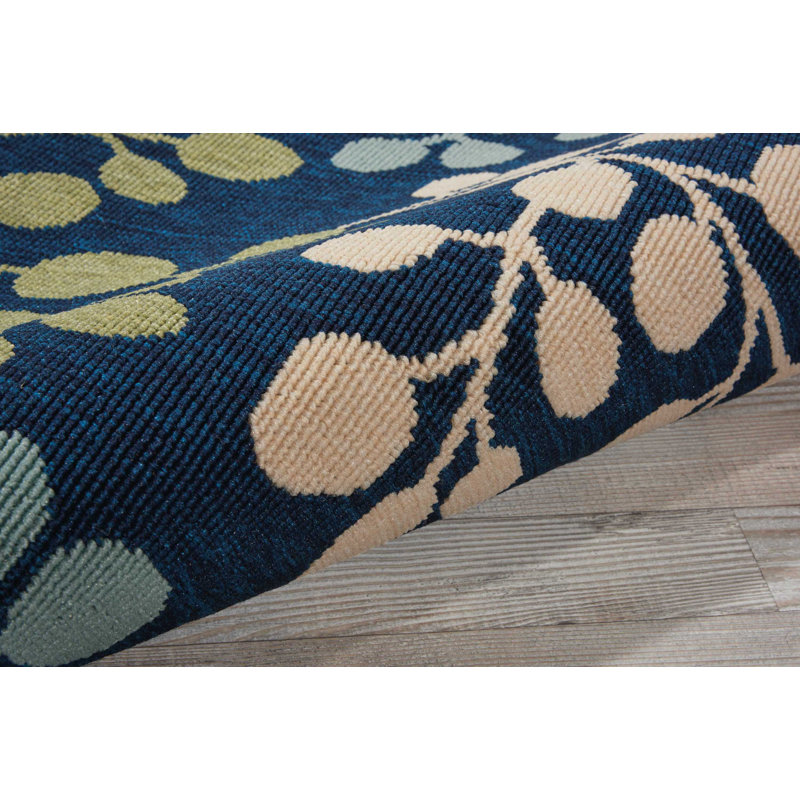 Tapis bleu botanique Janyce, Tapis de couloir 2 pi 3 po x 7 pi 6 po