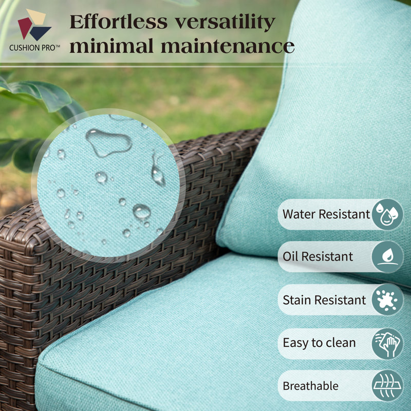 Chaise de patio avec coussins Irmelie, Turquoise