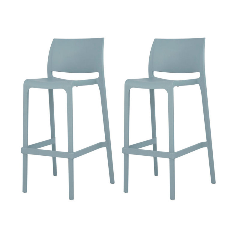 Ensemble de deux chaises de bar d'extérieur à dossier bas en plastique robuste bleu bébé 30 po