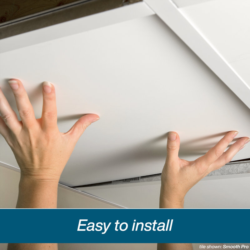 Genesis 2ft x 2ft Stucco Pro White Ceiling Tiles - Easy Drop-in Installation – Waterproof, Washable and Fire-Rated - High-Grade PVC to Prevent Breakage - Package of 12 Tiles