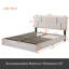 2-Pieces Bedroom Sets, Upholstered Platform Bed With Hydraulic Storage System,Storage Ottoman With Metal Legs,Beige