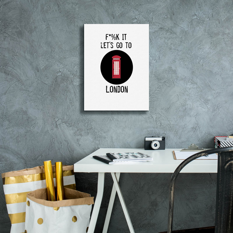 «Lets Go To London» par Jan Weiss, art mural sur toile, H 16 po x l 12 po x P 0,75 po