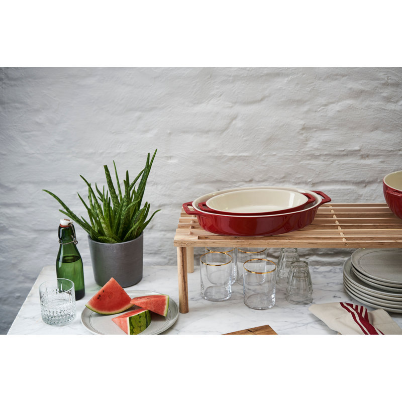 Staub Ceramic 2-piece Oval Baking Dish Set, Cherry