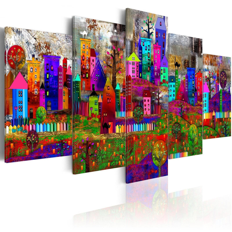«The City Of Expression», impression sur toile tendue 5 pièces, H 40 po x l 80 po x P 1 po