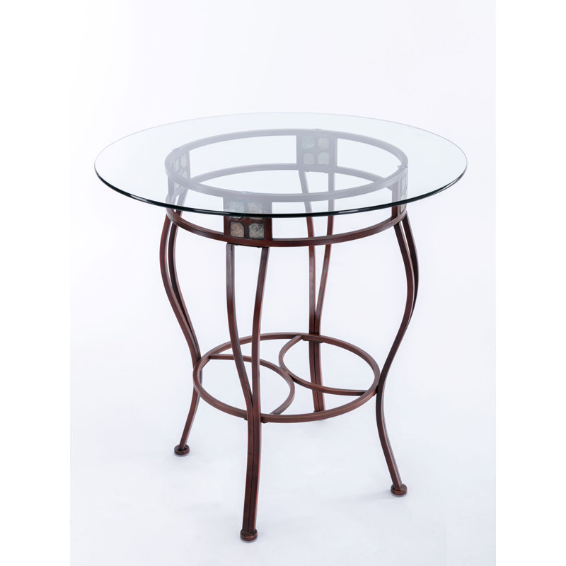 Cofield Round Glass Top Metal Base Dining Table