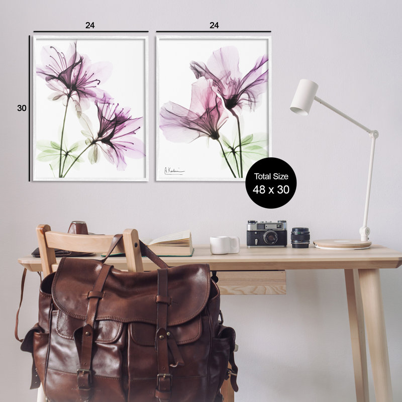 «Mauve fleur mauve» par Albert Koetsier, H 30 po x l 24 po, Cadre blanc