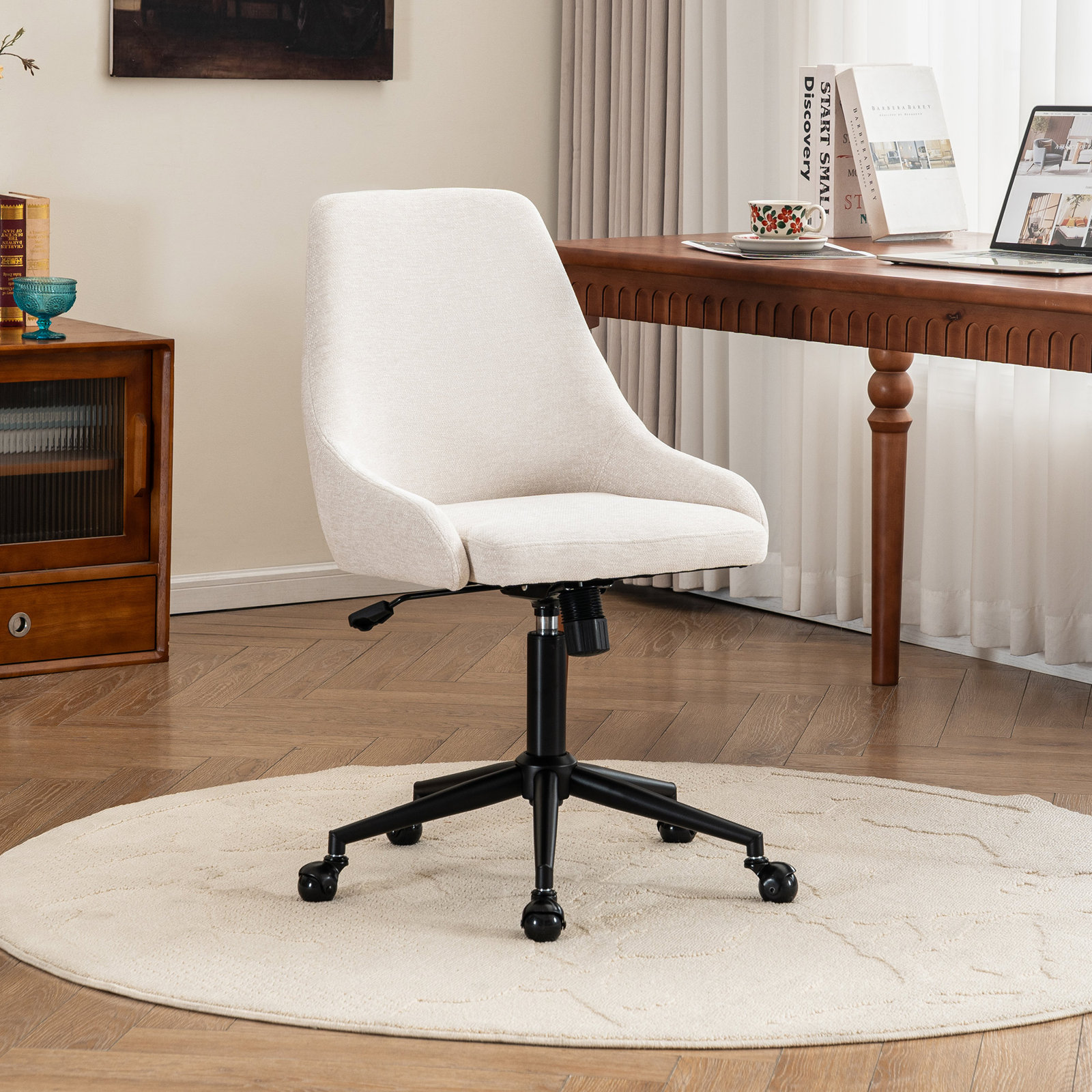 Vanora Office Chair, Beige Chenille