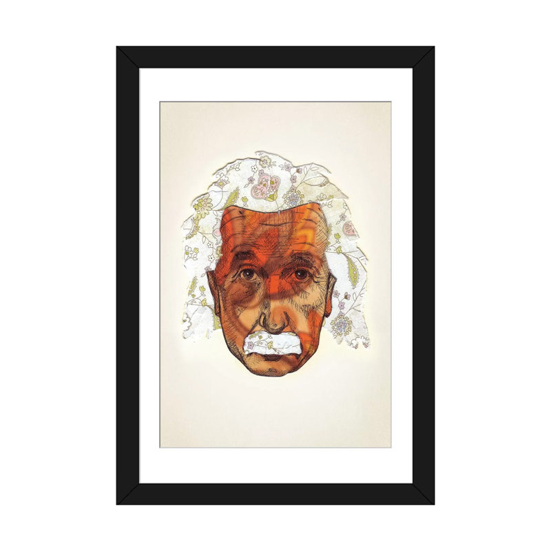 « einstein » par jason ratliff, impression sur toile, H 24 po x l 16 po x P 1 po, Papier avec cadre noir, Blanc