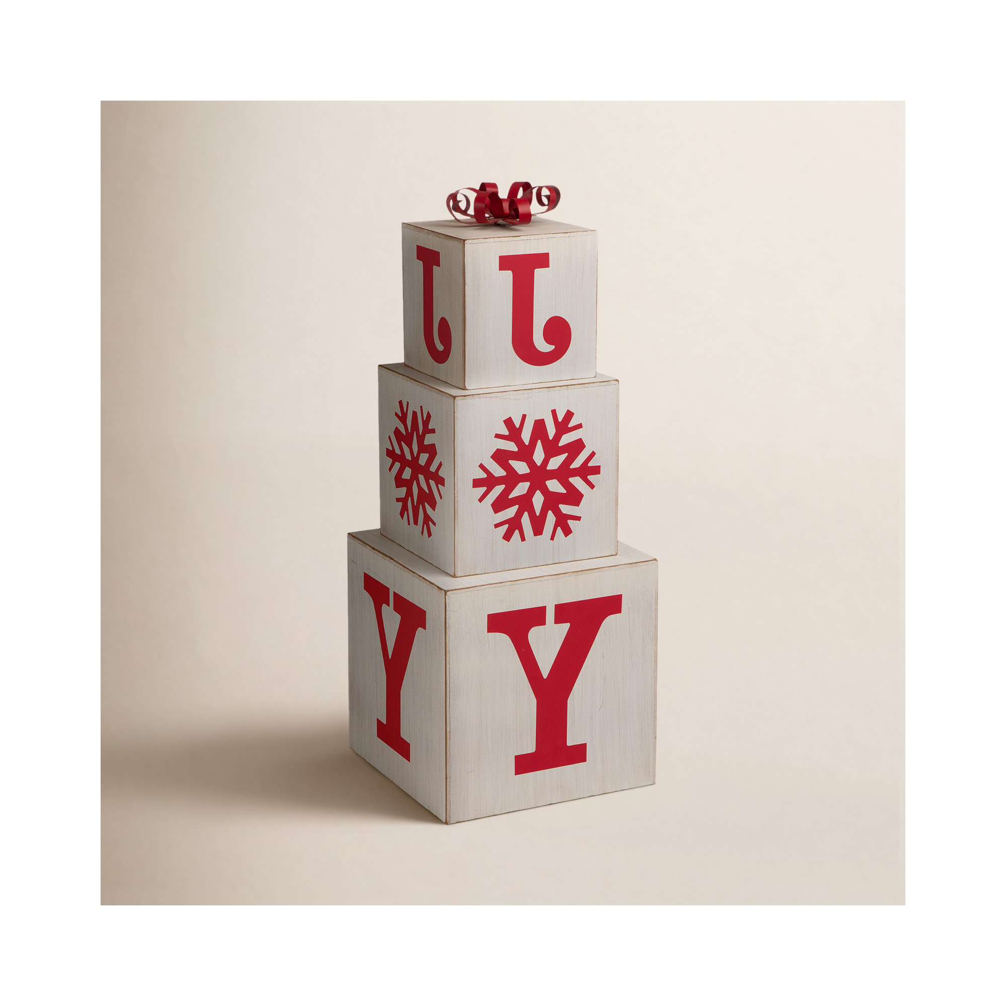 32"H Wooden Christmas Block Wording Porch Sign - JOY