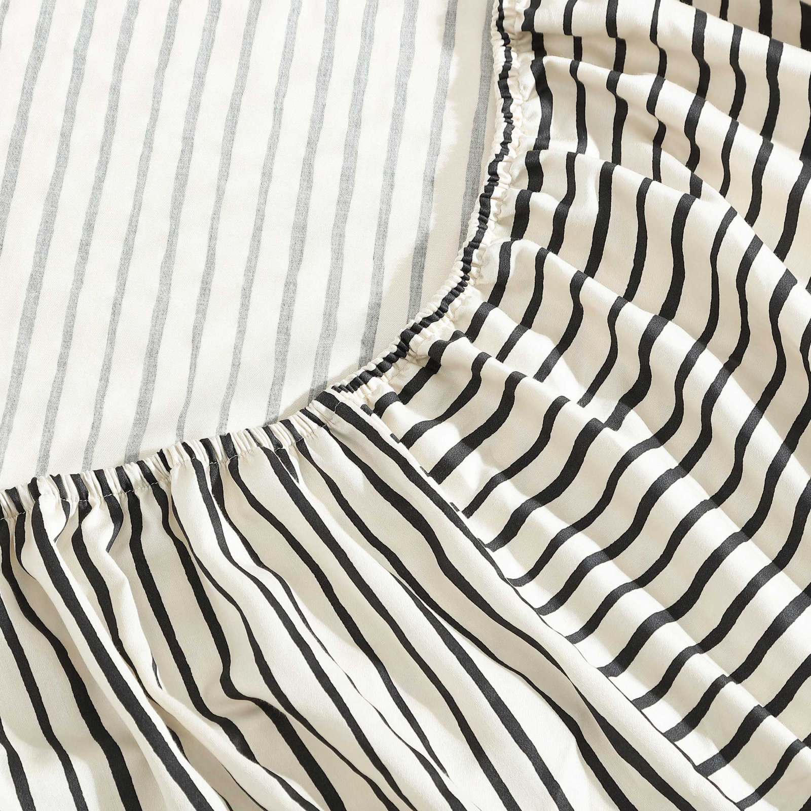 Organic Cotton Sheet Set, King Sheet Set with 2 Pillowcases, Black Striped