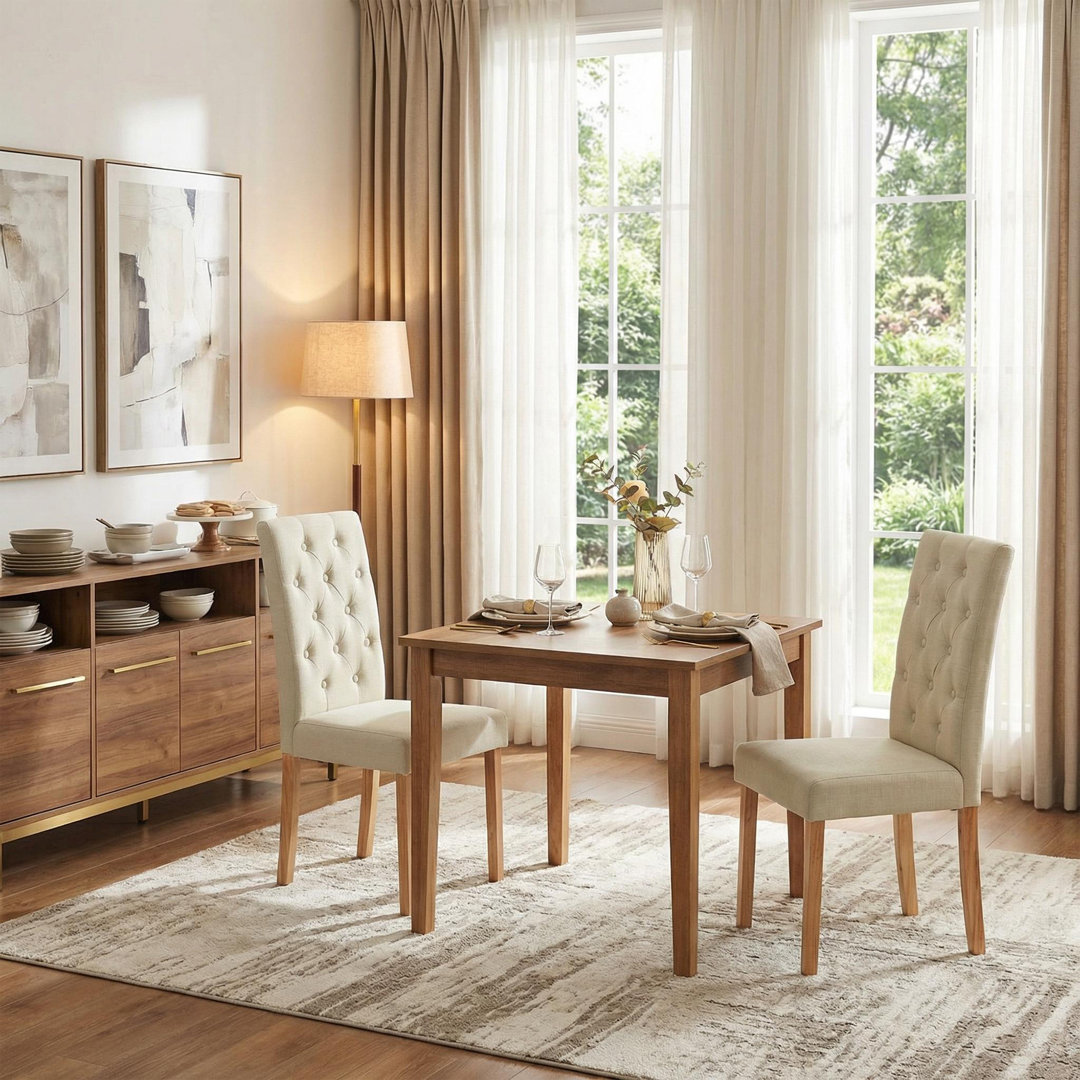 Highback Upholstered Dining Chairs With Wood Legs