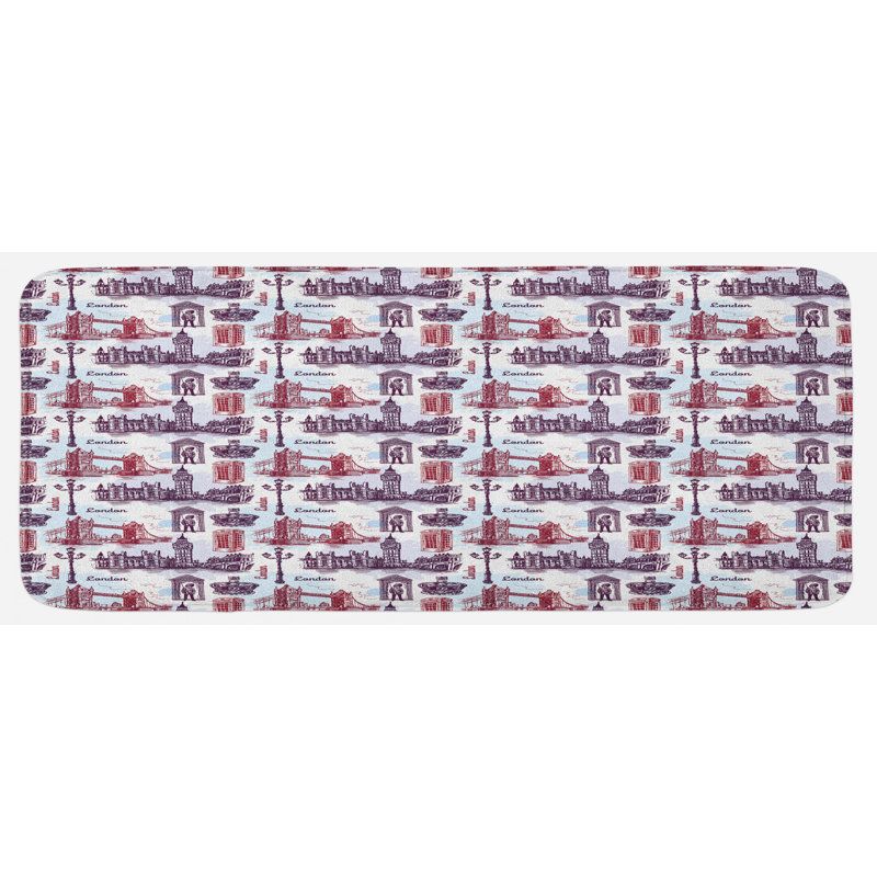 Tapis de cuisine bleu aubergine marron clair