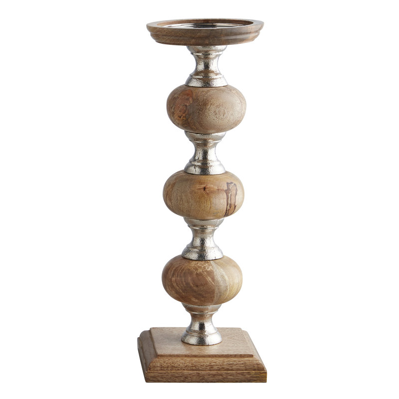 14.25'' H Wood Tabletop Candlestick