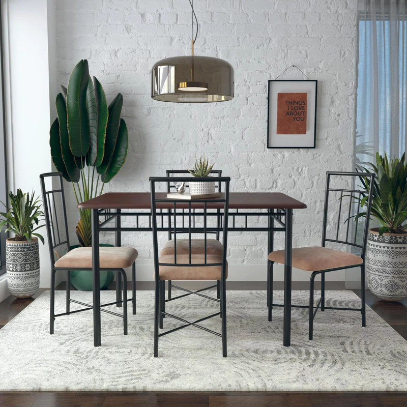 Ensemble repas pour 4 personnes Raqueta, Noyer foncé