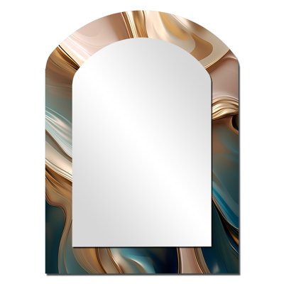 Tender Wave Harmony Liquid Gold - Abstract Arch Decorative Mirror On Metal