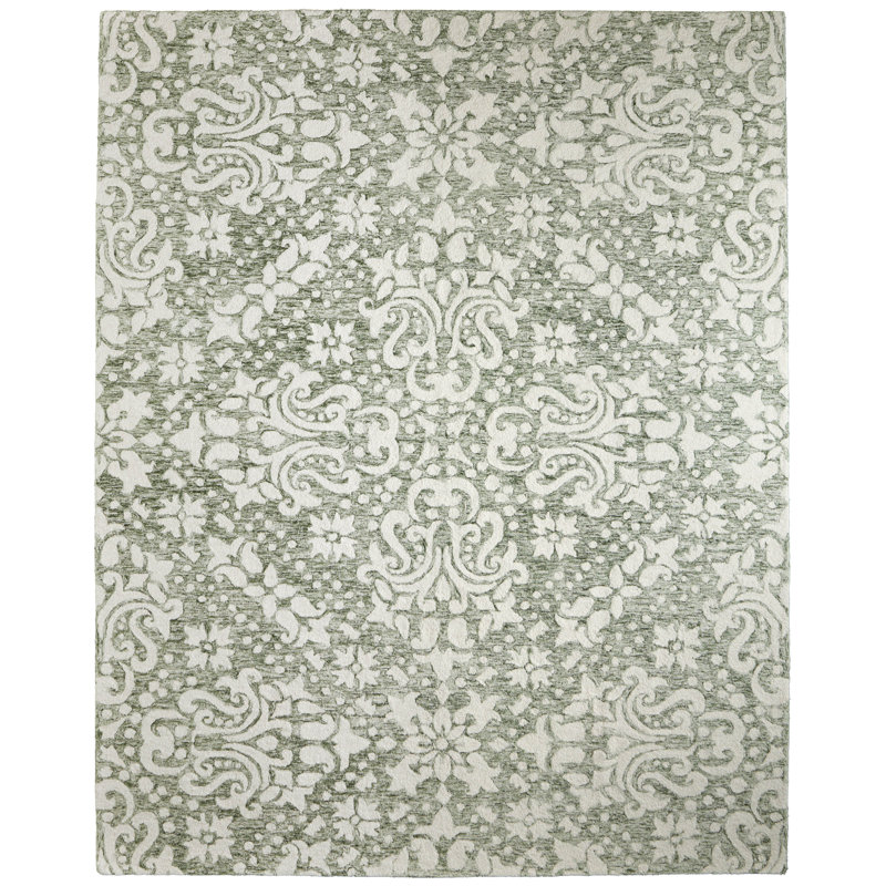 Brockington Traditional Floral & Botanical Ivory Area Rug, Square 1'6"